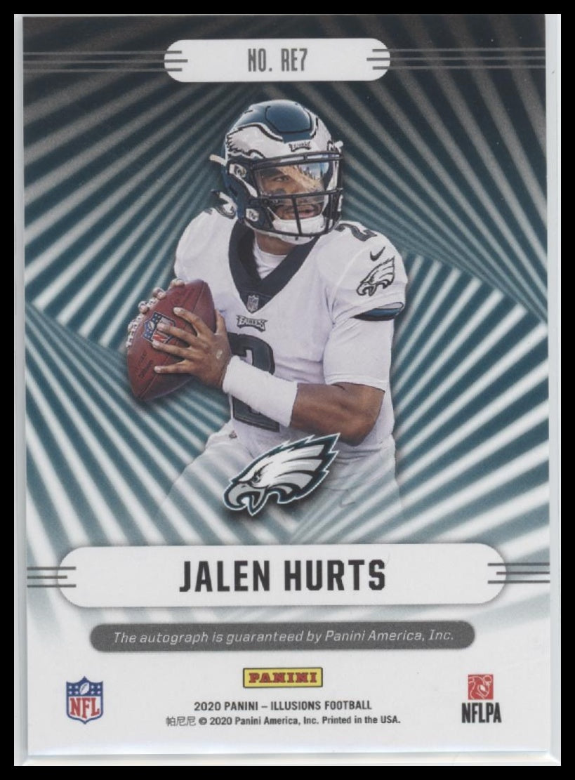 Jalen Hurts 2020 #RE7 Panini Illusions Rookie Endorsements Red #/50 Auto