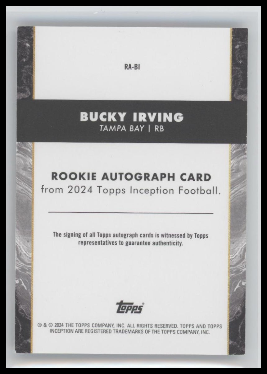 Bucky Irving  2024 #RA-BI Topps Inception Rookie Autographs