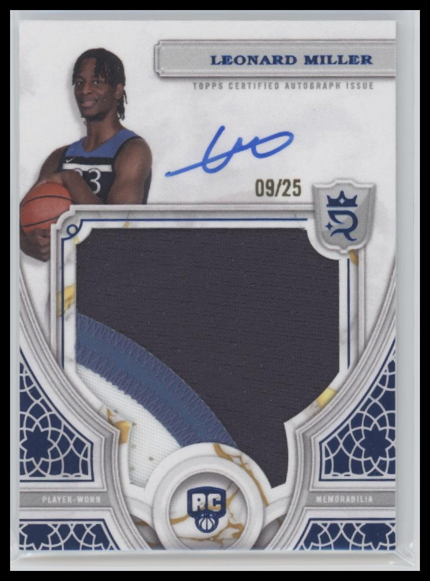 Leonard Miller 2023-24 #120 Topps Royalty Blue Rookie Patch & Auto #/25