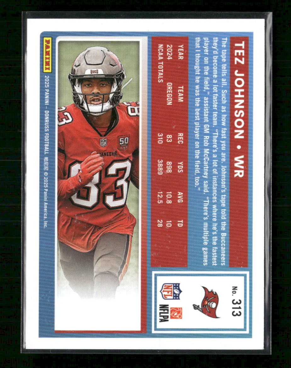 Tez Johnson 2025 Donruss Rated Rookie Purple #/83 #313