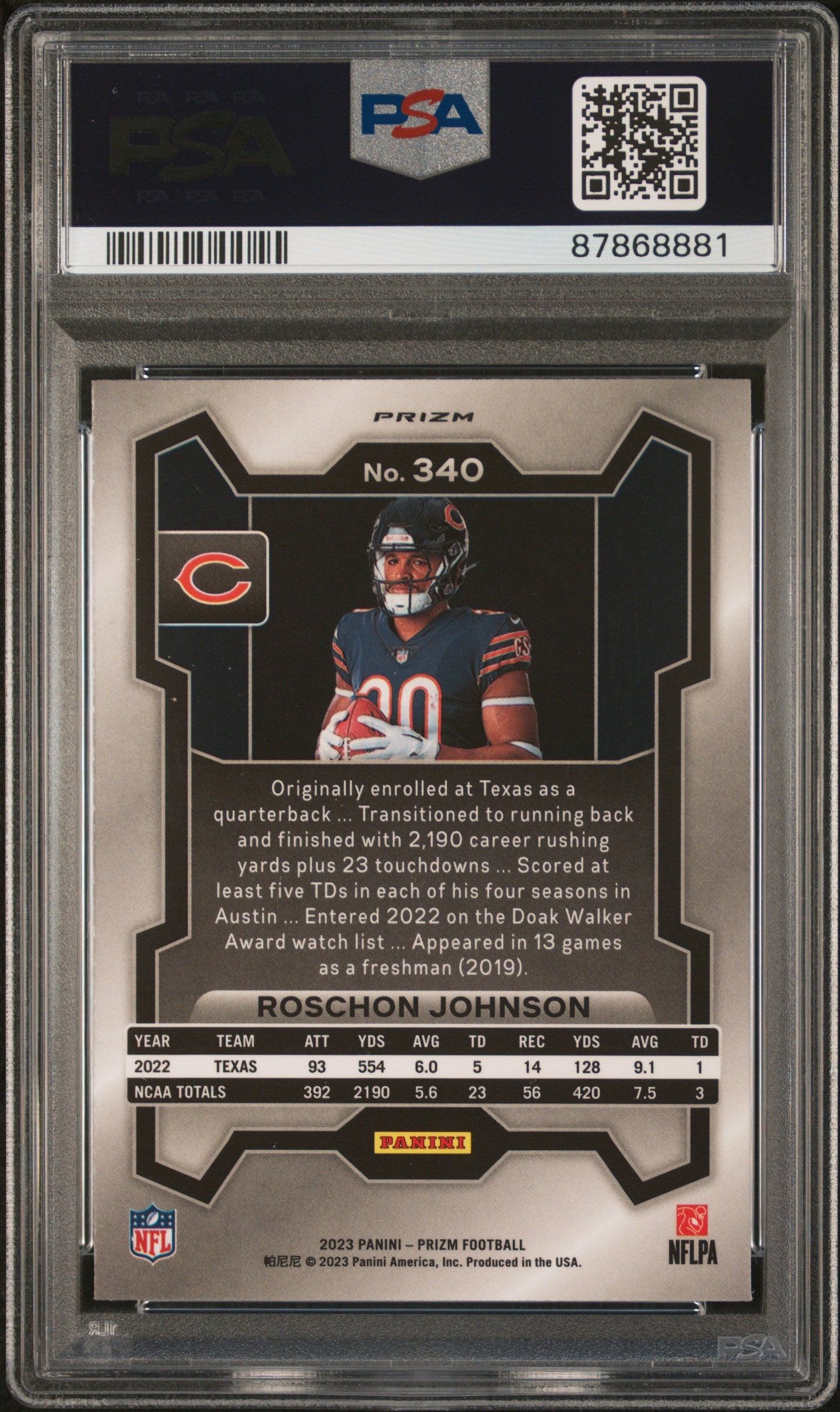 2023 Panini Prizm Variation Roschon Johnson 9 PSA #340