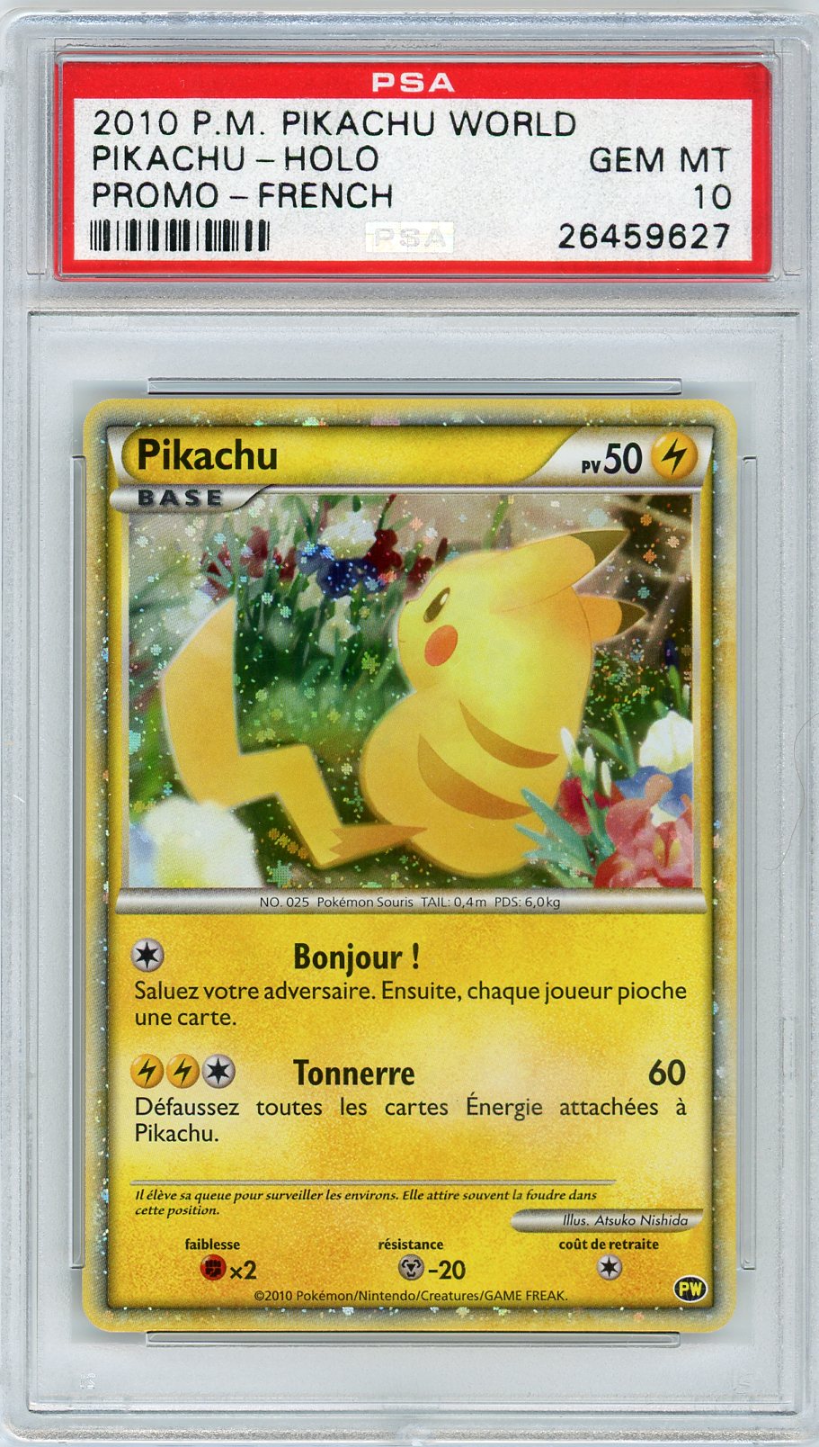 2010 Pokemon World Collection Promo-French Pikachu-Holo 10 PSA