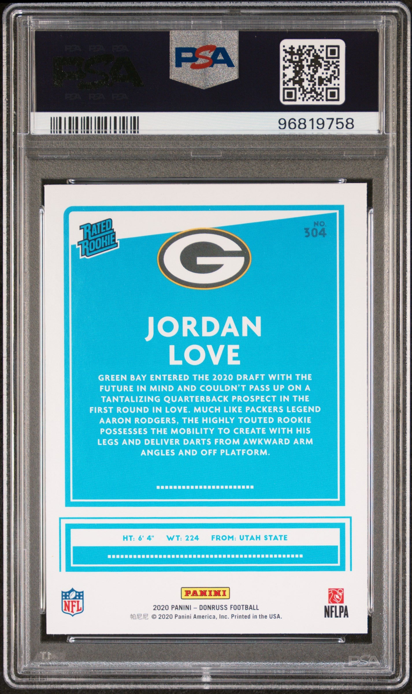 2020 Panini Donruss Jordan Love 10 PSA #304