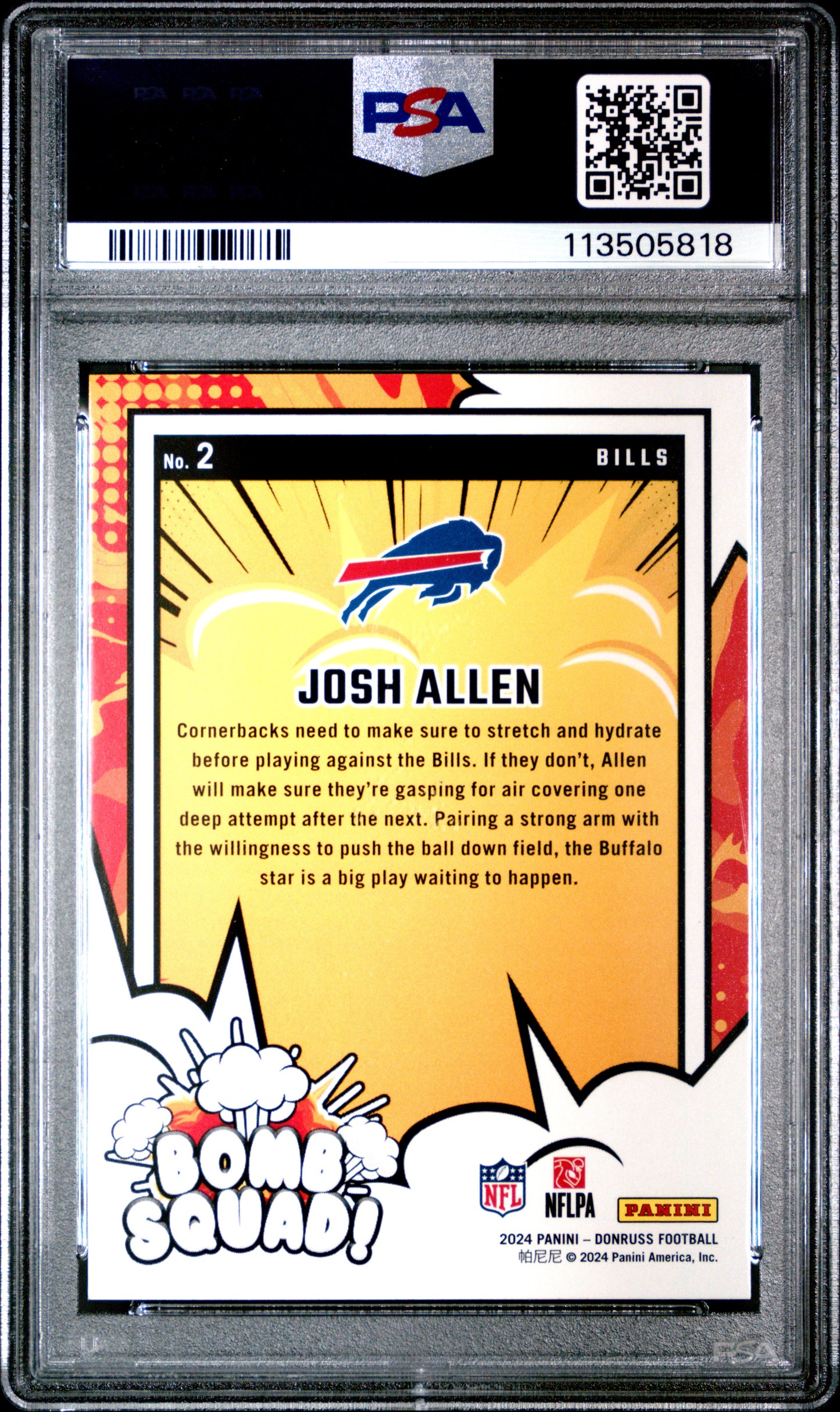 2024 Panini Donruss Bomb Squad Josh Allen 10 PSA #2