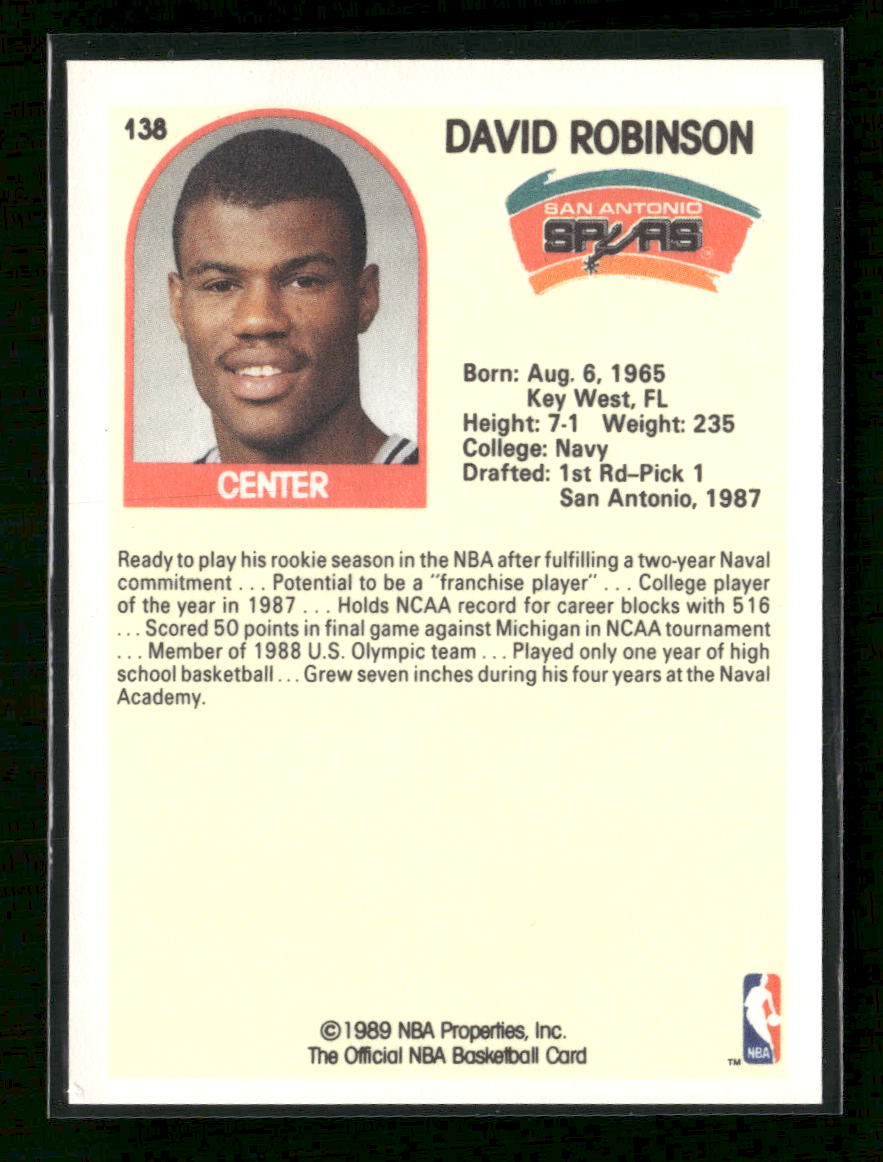 1989-90 Hoops David Robinson Rookie #138