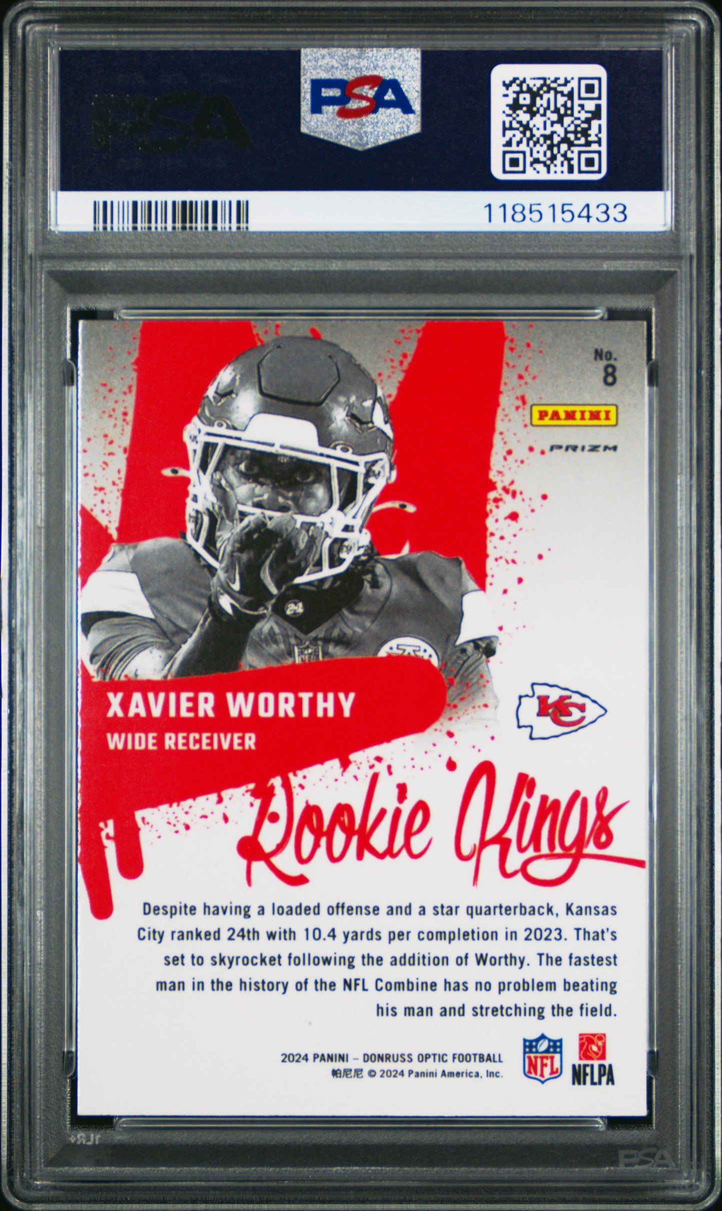 2024 Panini Donruss Optic Rookie Kings Xavier Worthy 10 PSA #8