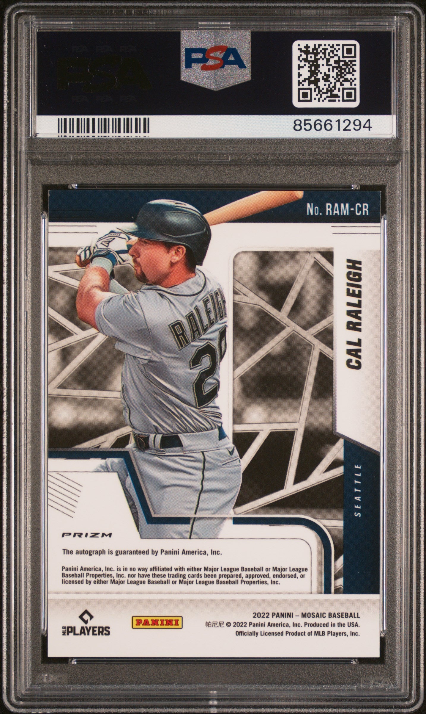 2022 Panini Mosaic Rookie Autographs Rke.Auto-Mosaic Cal Raleigh 9 PSA #RAMCR