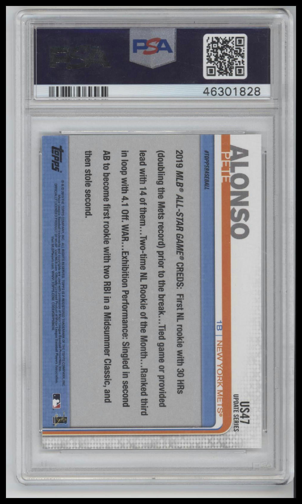 2019 Topps Update Pete Alonso 10 PSA #US47