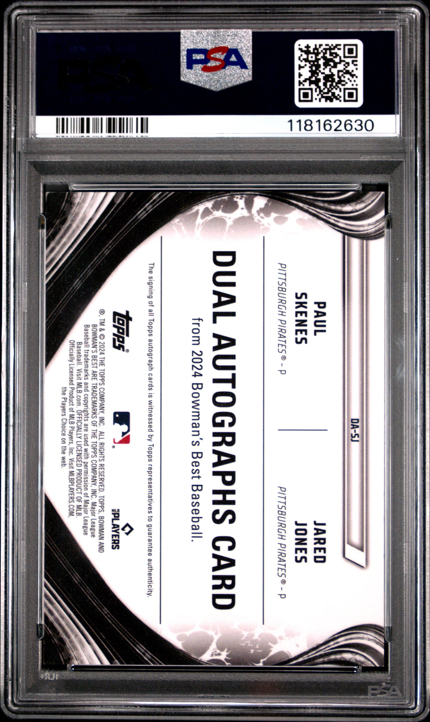 2024 Bowman'S Best Dual Auto-Gold Refractor Skenes/Jones 8 PSA #DASJ