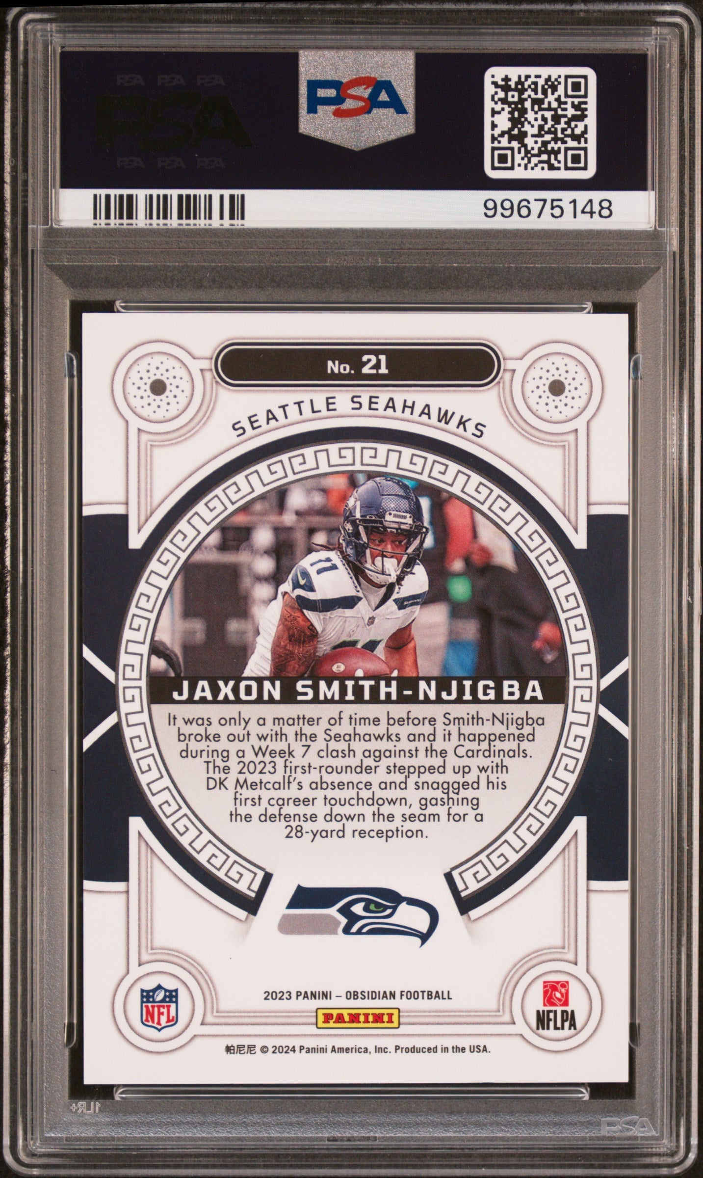 2023 Panini Obsidian Orbital-Ee Asia Red Flood Jaxon Smith-Njigba 9 PSA #21
