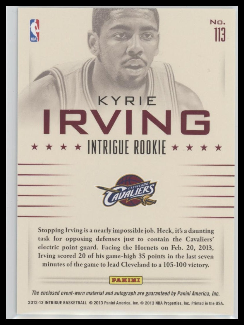 2012-13 Panini Intrigue Kyrie Irving Rookie #/199 Auto #113