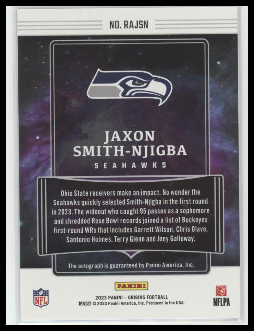 2023 Panini Origins Rookie Auto Purple #/17 Jaxon Smith-Njigba #RAJSN