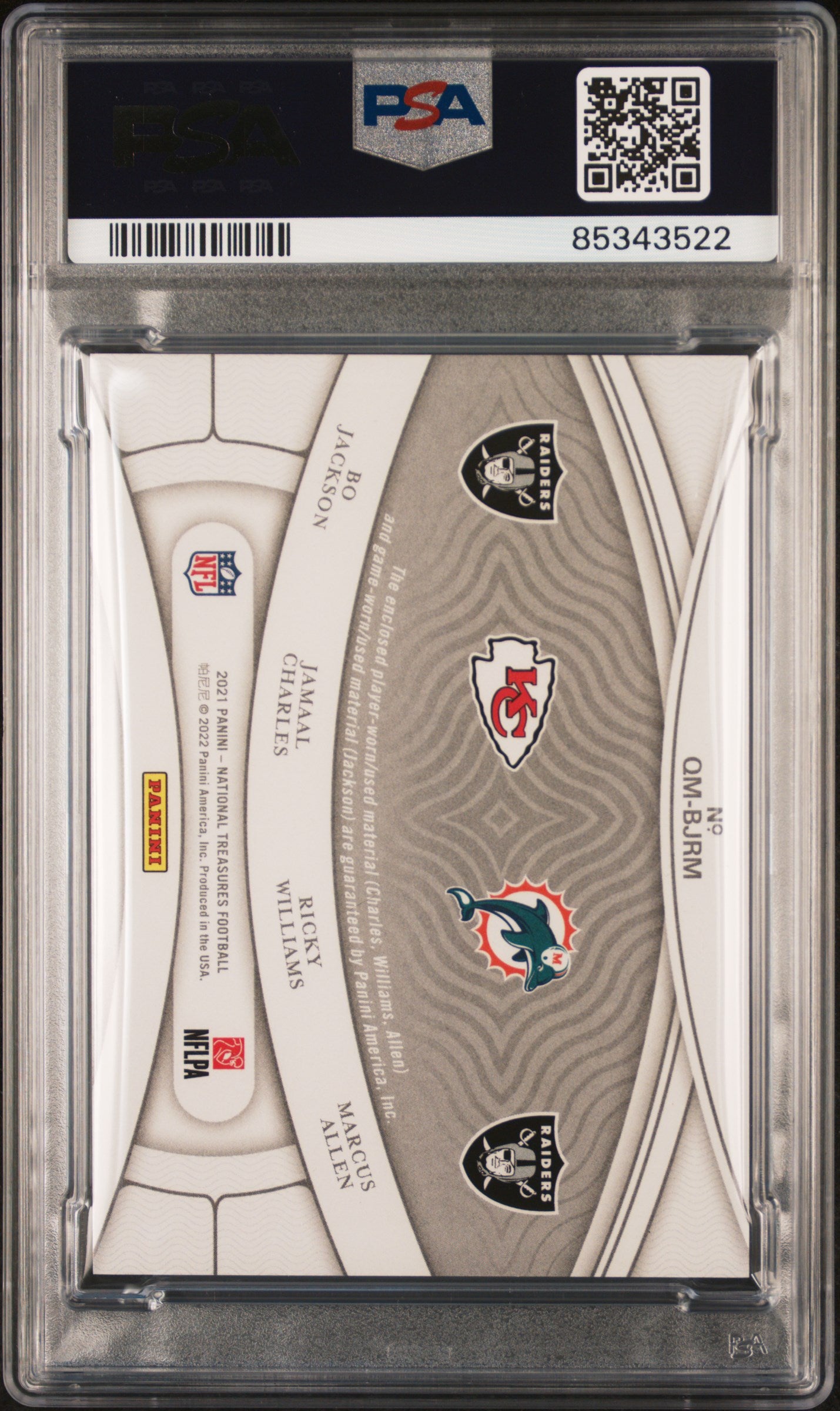 2021 Panini National Treasures Quad Materials-Jcksn/Wlms/Alln/Chrls 9 PSA #BJRM