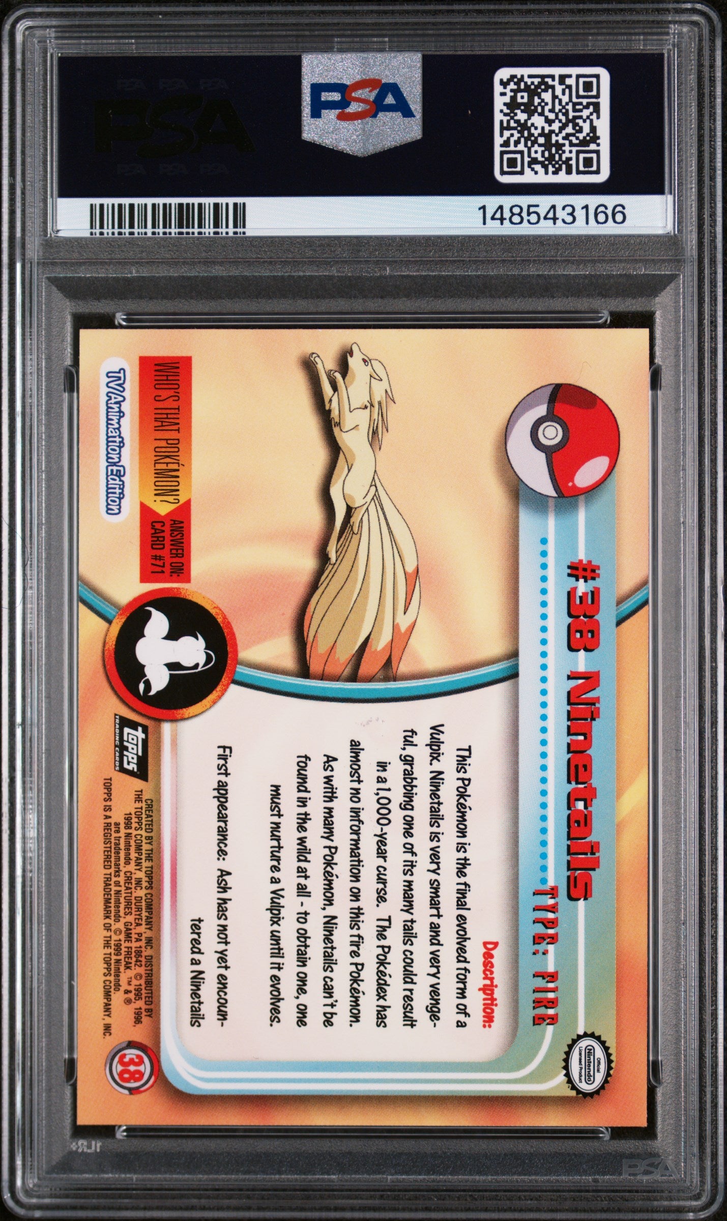 1999 Topps Pokemon Tv Ninetails 9 PSA #38