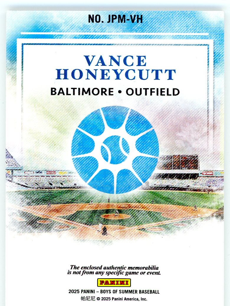 2025 Panini Boys of Summer Jumbo Prospect Materials Vance Honeycutt #/99 #JPM-VH