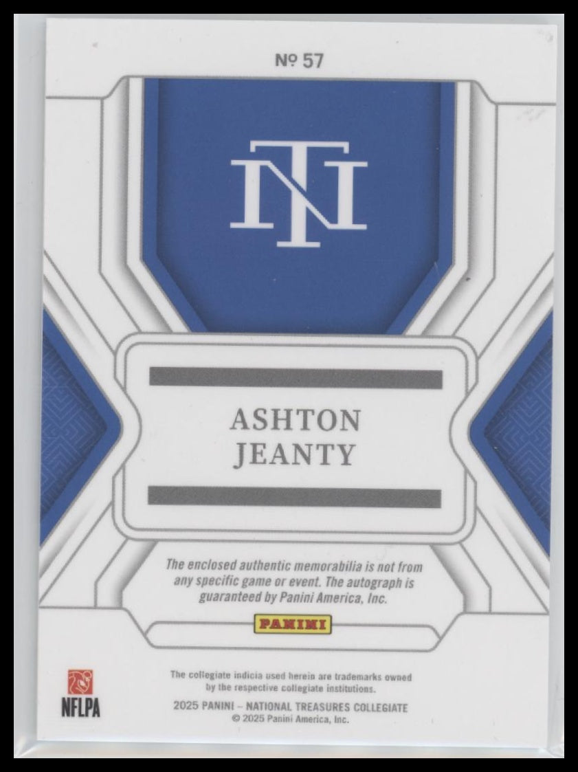 2025 Panini N. T. C. College Materials Signatures Blue #/25 Ashton Jeanty #57
