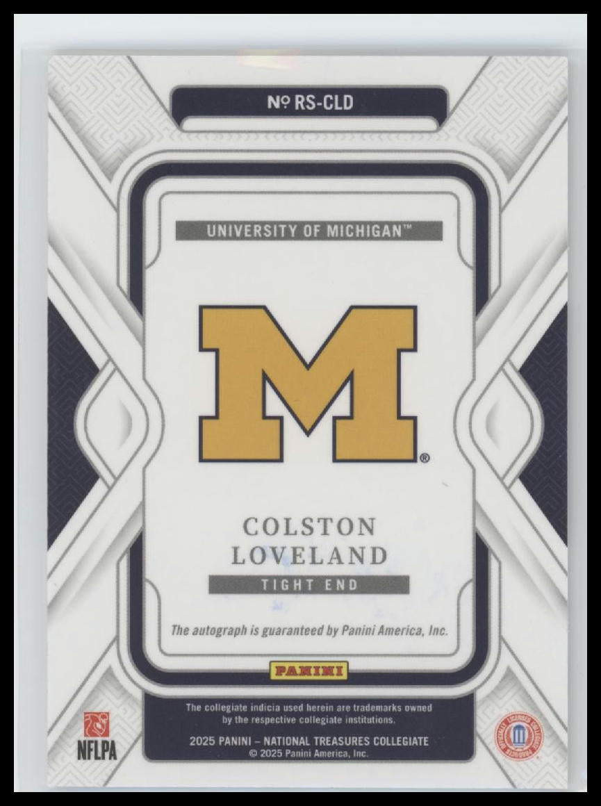 2025 Panini N. T. Collegiate Rookie Signatures Colston Loveland #/99 #RS-CLD
