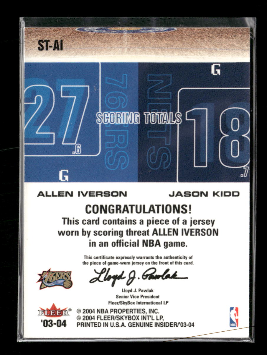 2003-04 Fleer Genuine Insider Scoring Threats Allen Iverson / Jason Kidd #ST-AI
