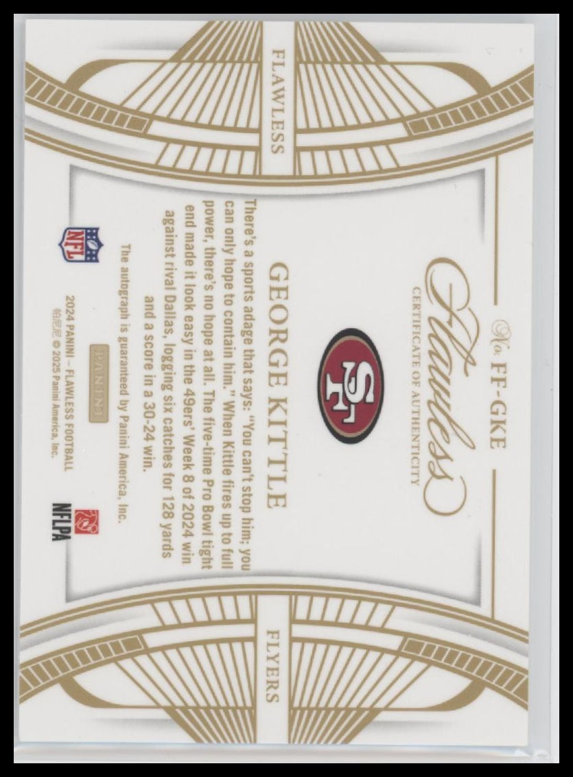 2024 Panini Flawless Flyers Silver Auto #/20 George Kittle #FF-GKE
