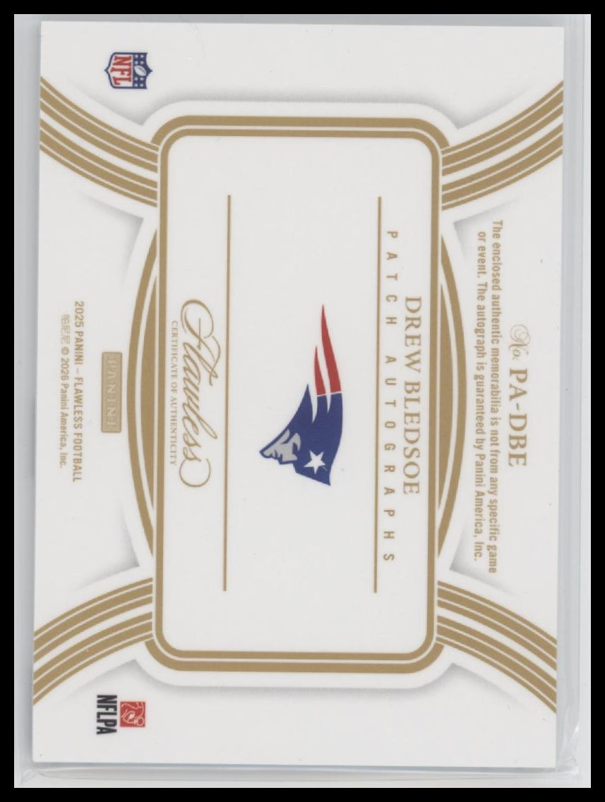 2025 Panini Flawless Patch Auto #/10 Drew Bledsoe #PA-DBE