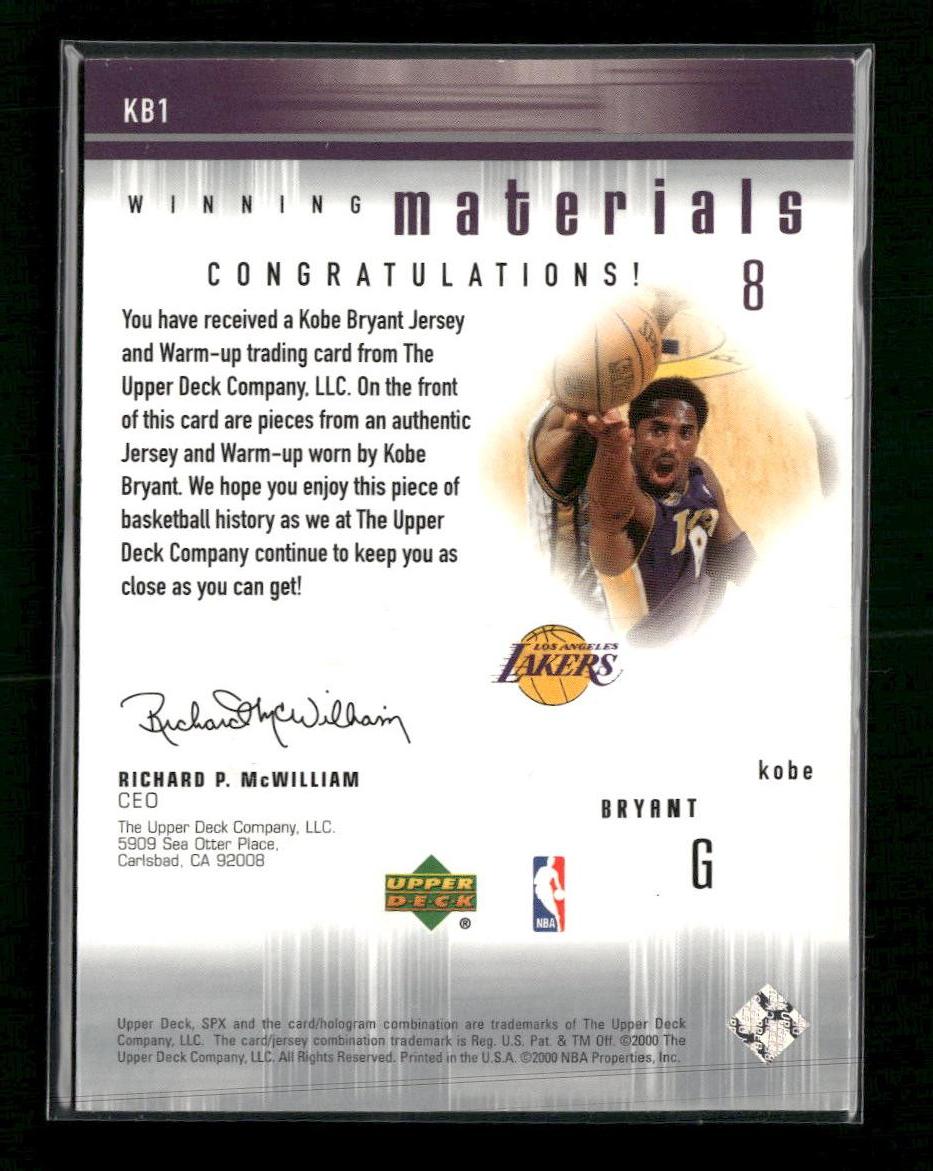 2000-01 SPx Winning Materials Kobe Bryant #KB1
