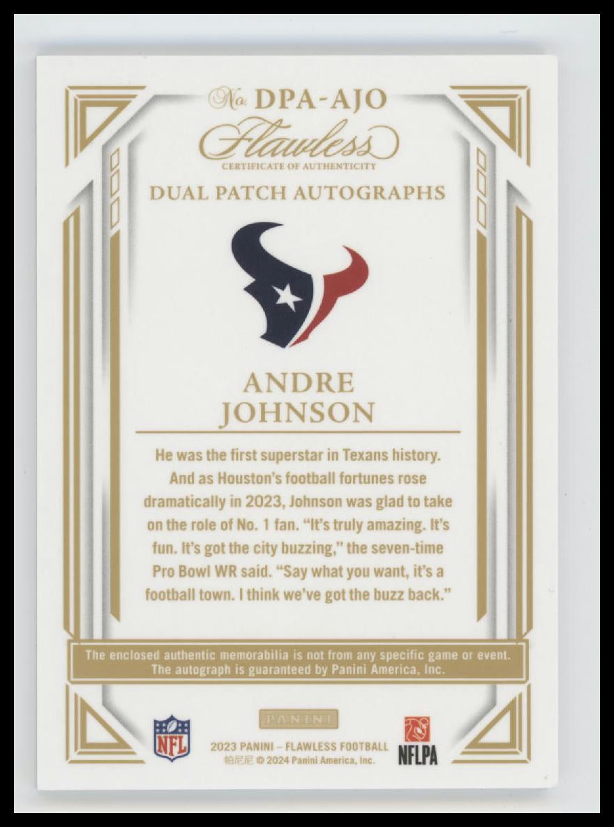 2023 Panini Flawless Red #/25 Andre Johnson #DPA-AJO