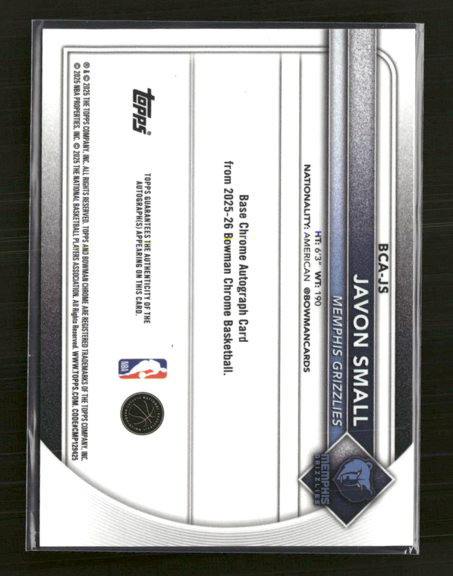 2025-26 Bowman Chrome Autographs Javon Small Auto #BCA-JS