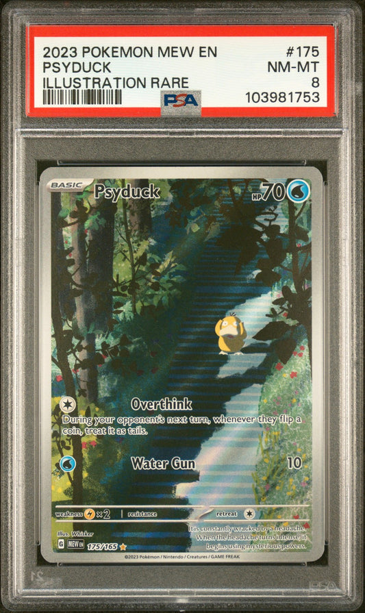 Psyduck 2023 Pokemon Mew En-151 #175 Illustration Rare PSA 8