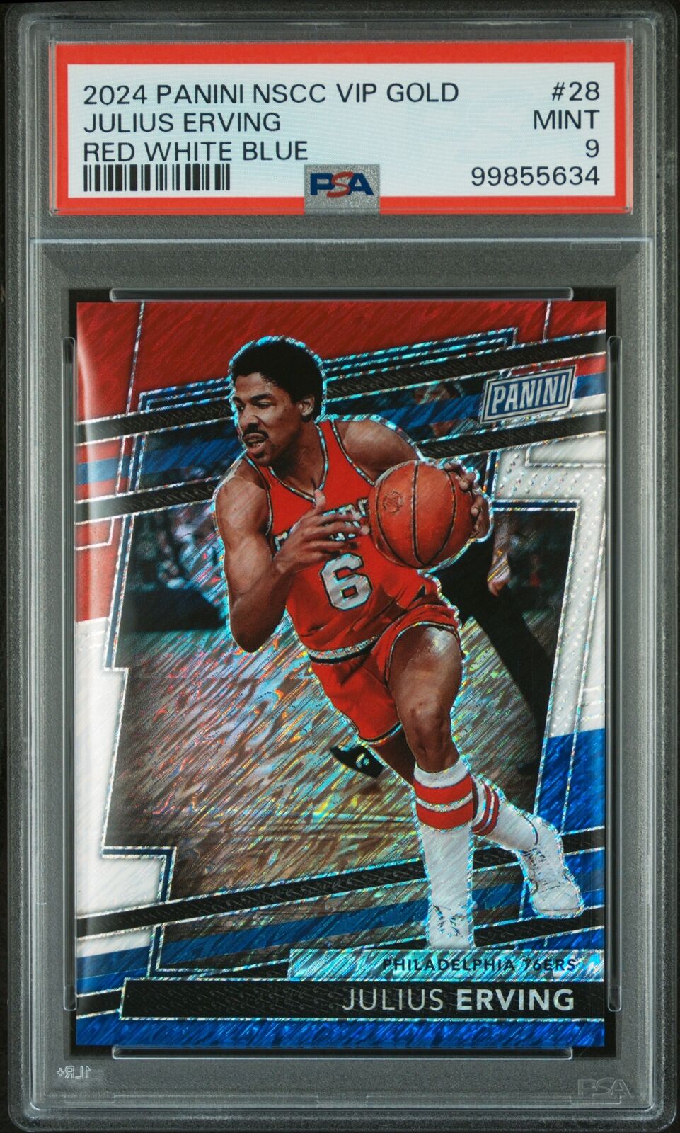2024 Panini Vip Gold #28 Julius Erving Red White Blue PSA 9
