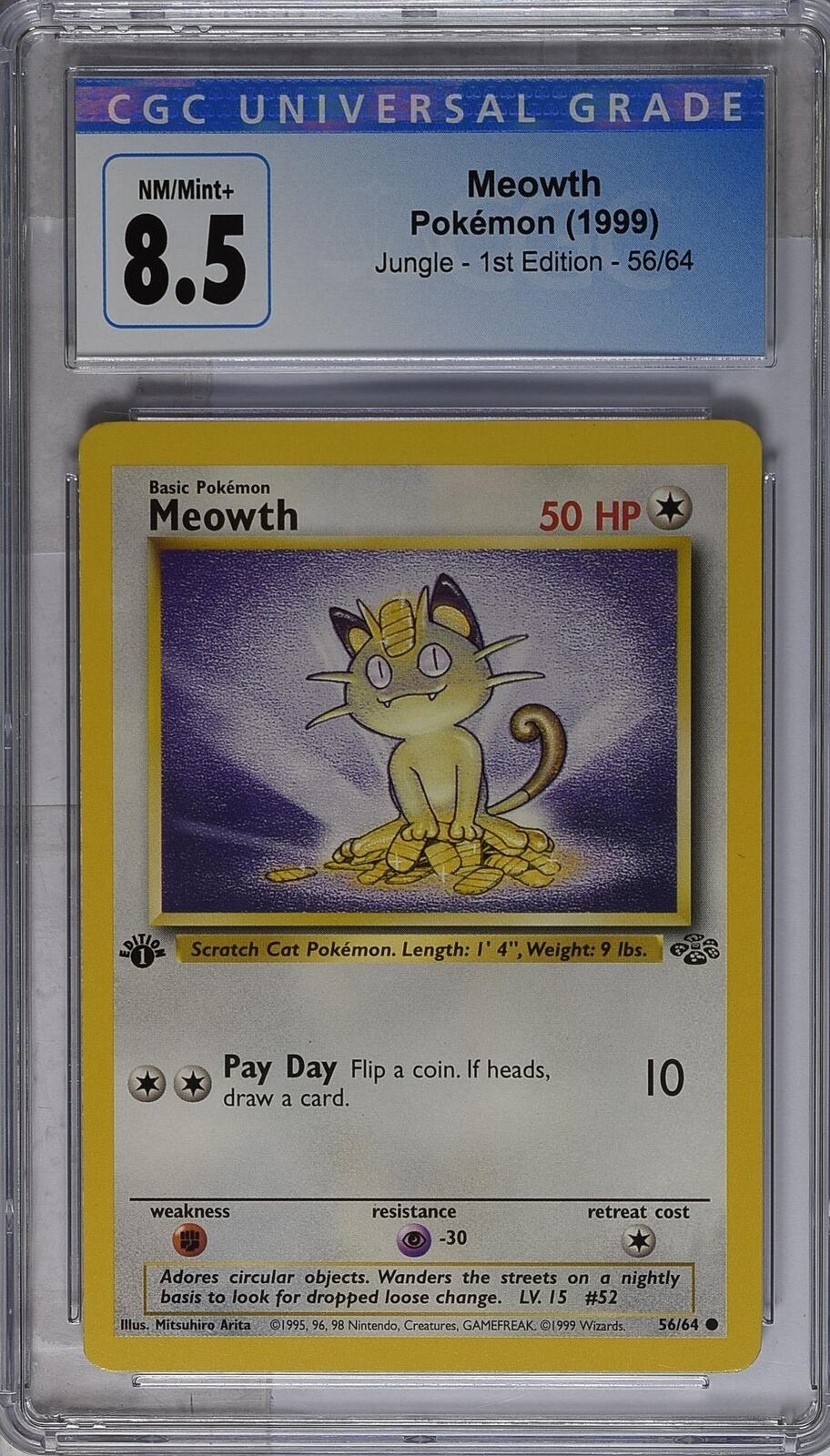 1999 Jungle - 1st Edition #56/64 Meowth CGC 8.5