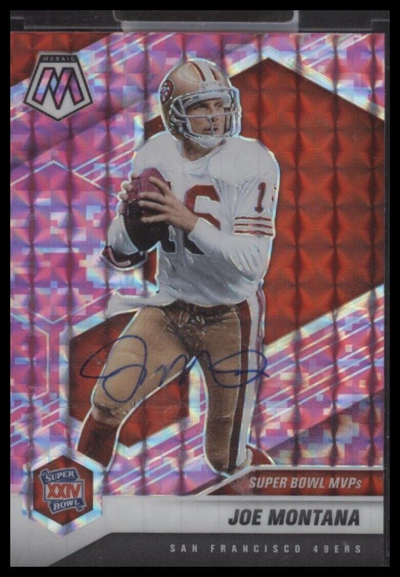 2021 Panini Mosaic #293 Joe Montana Prizm Pink - Certified Auto