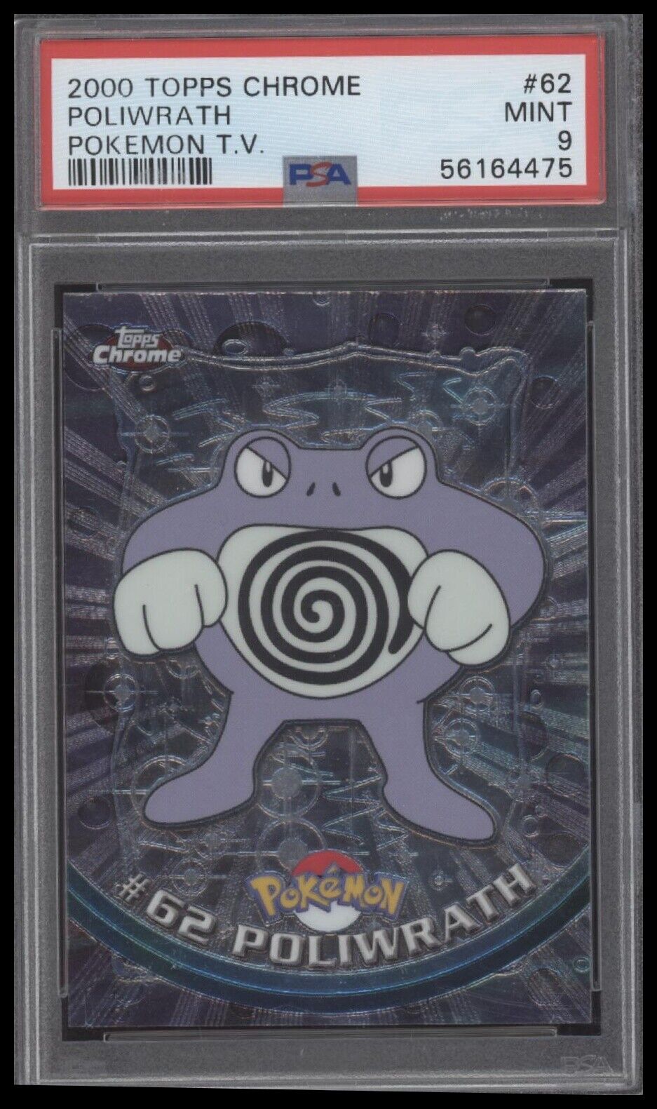 2000 Topps Chrome Pokemon T.V. #62 Poliwrath Pokemon T.V. PSA 9