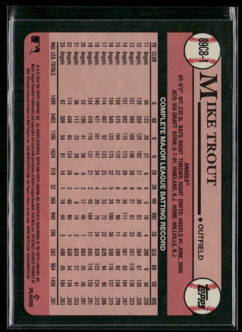 2024 Topps Chrome #89CB-1 Mike Trout 1989 Topps Baseball 35th Anniversary