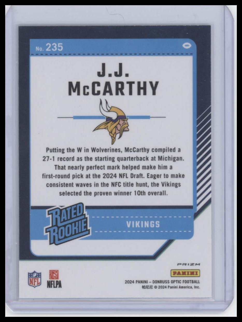 J.J. McCarthy 2024 Donruss Optic #235 Green