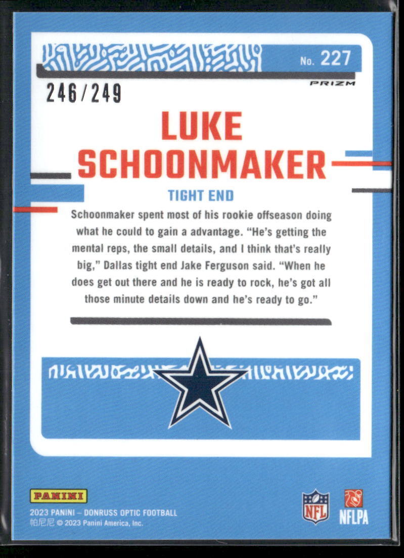 2023 Donruss Optic #227 Luke Schoonmaker Orange #/249