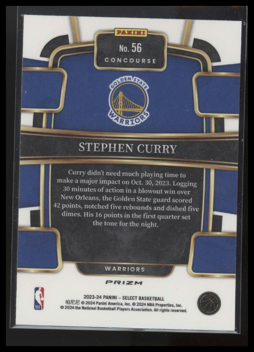 2023-24 Panini Select #56 Stephen Curry Red White Blue Prizm