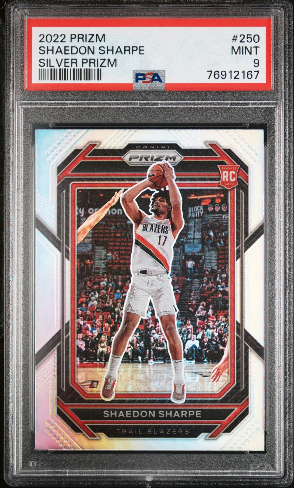 Shaedon Sharpe 2022 Panini Prizm #250 Silver Prizm PSA 9