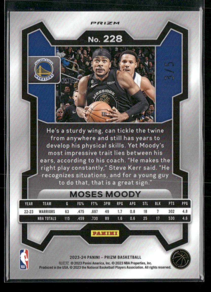 2023-24 Panini Prizm #228 Moses Moody Prizms Green #/5