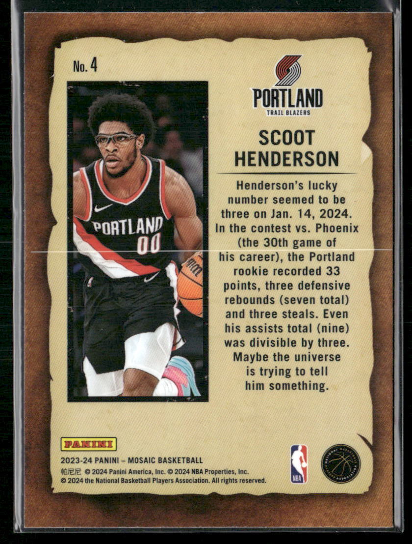 2023-24 Panini Mosaic #4 Scoot Henderson Noteriety