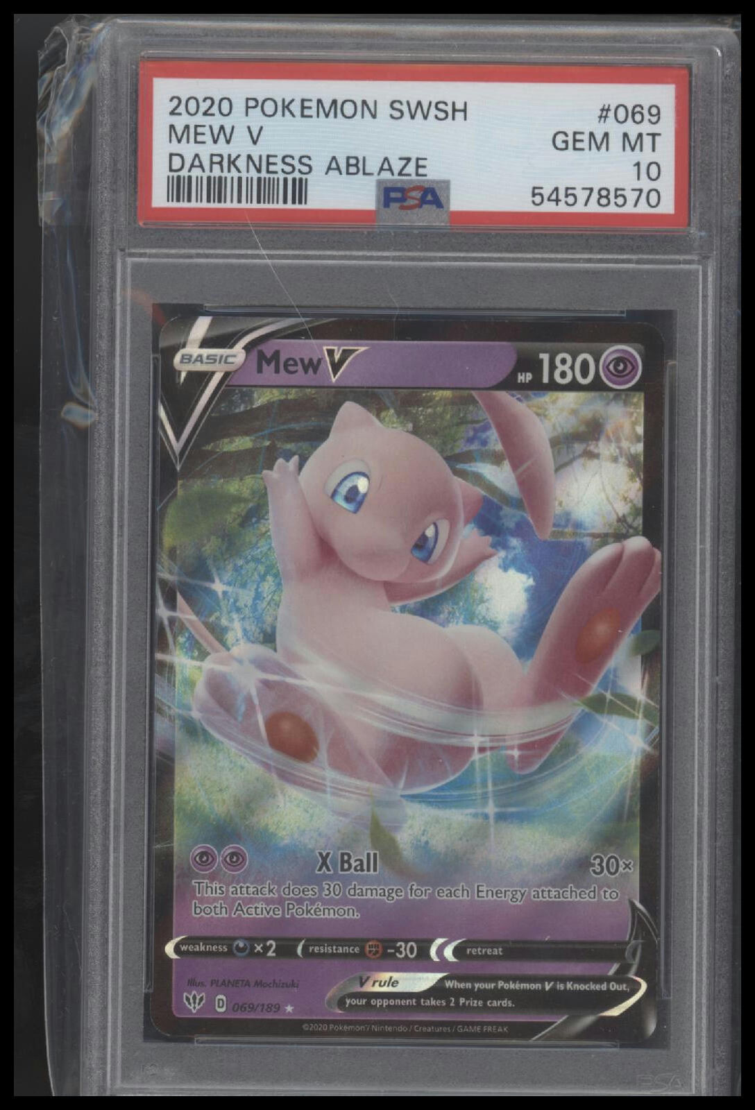 2020 Pokemon Sword & Shield Darkness Ablaze #069 Mew V Darkness Ablaze PSA 10