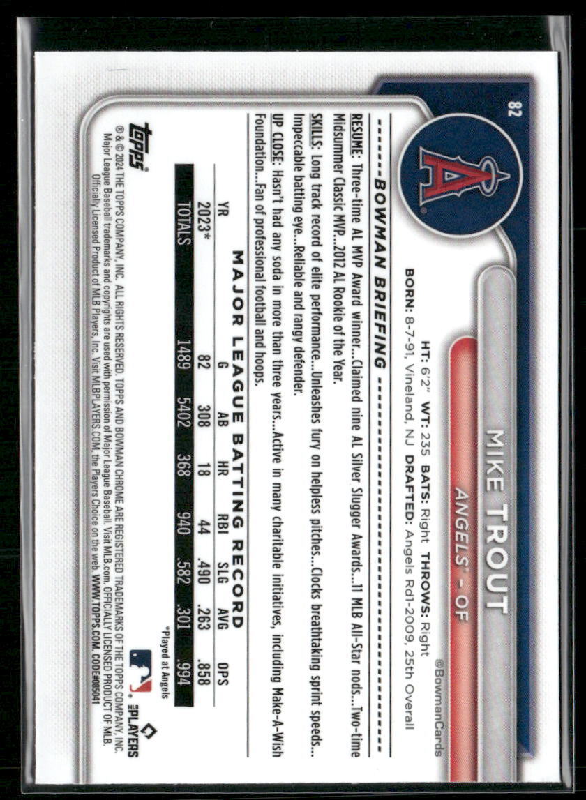 2024 Bowman Chrome #82 Mike Trout