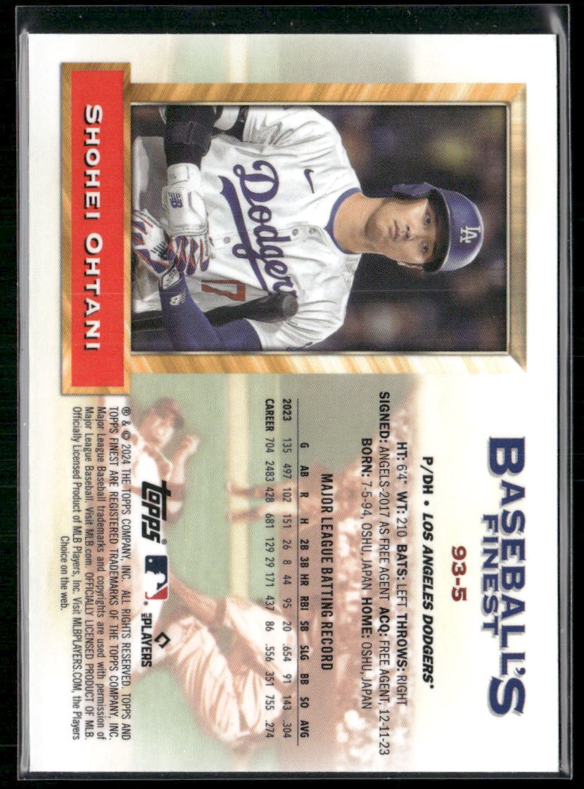 2024 Finest #93-5 Shohei Ohtani What If... 1993 Finest Prototypes Refractors