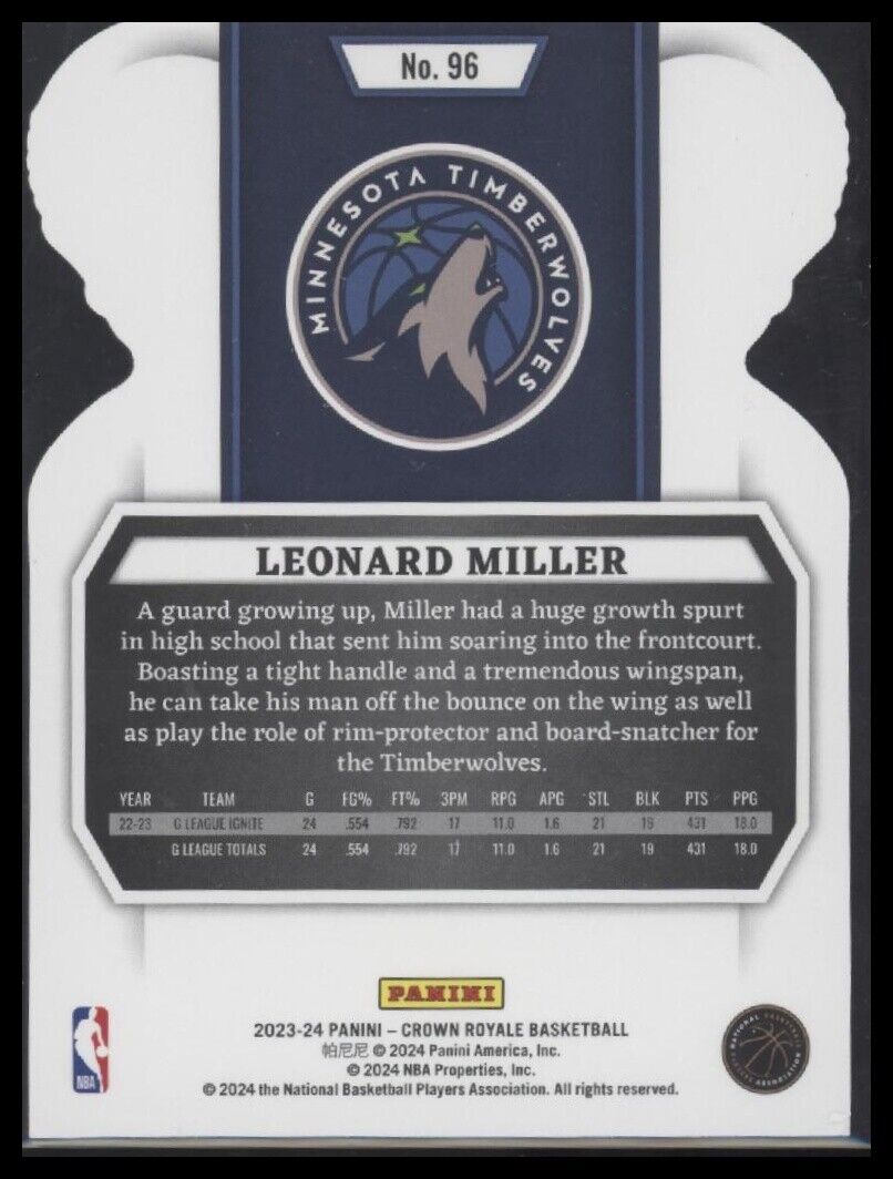 2023-24 Panini Crown Royale #96 Leonard Miller