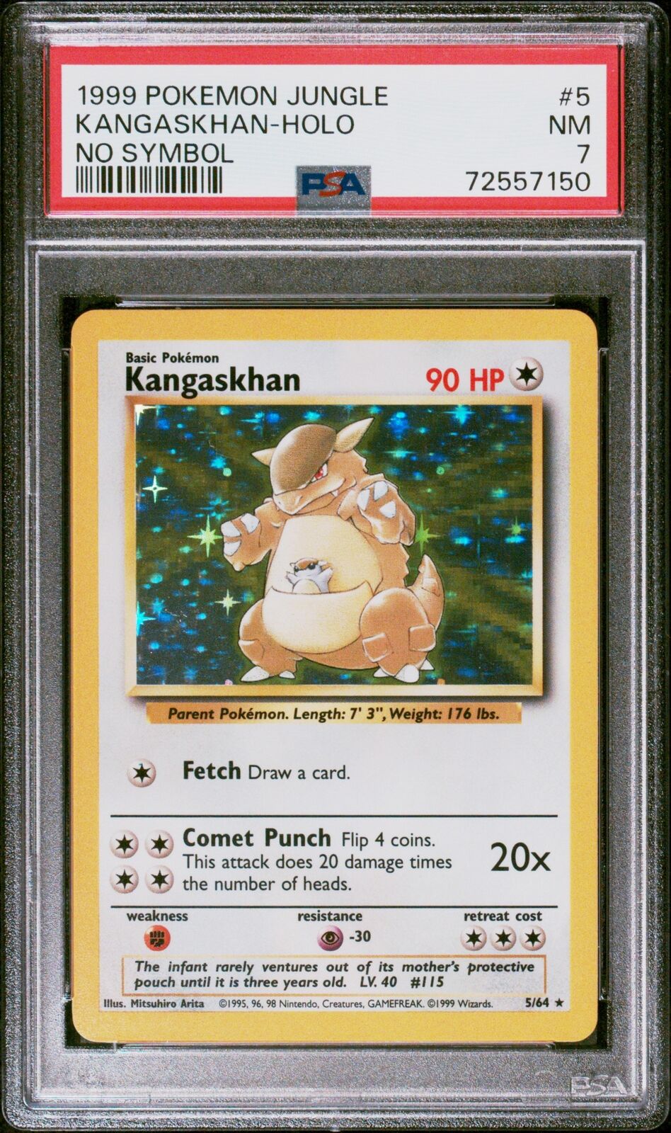 1999 Pokemon Jungle #5 Kangaskhan-Holo No Symbol PSA 7