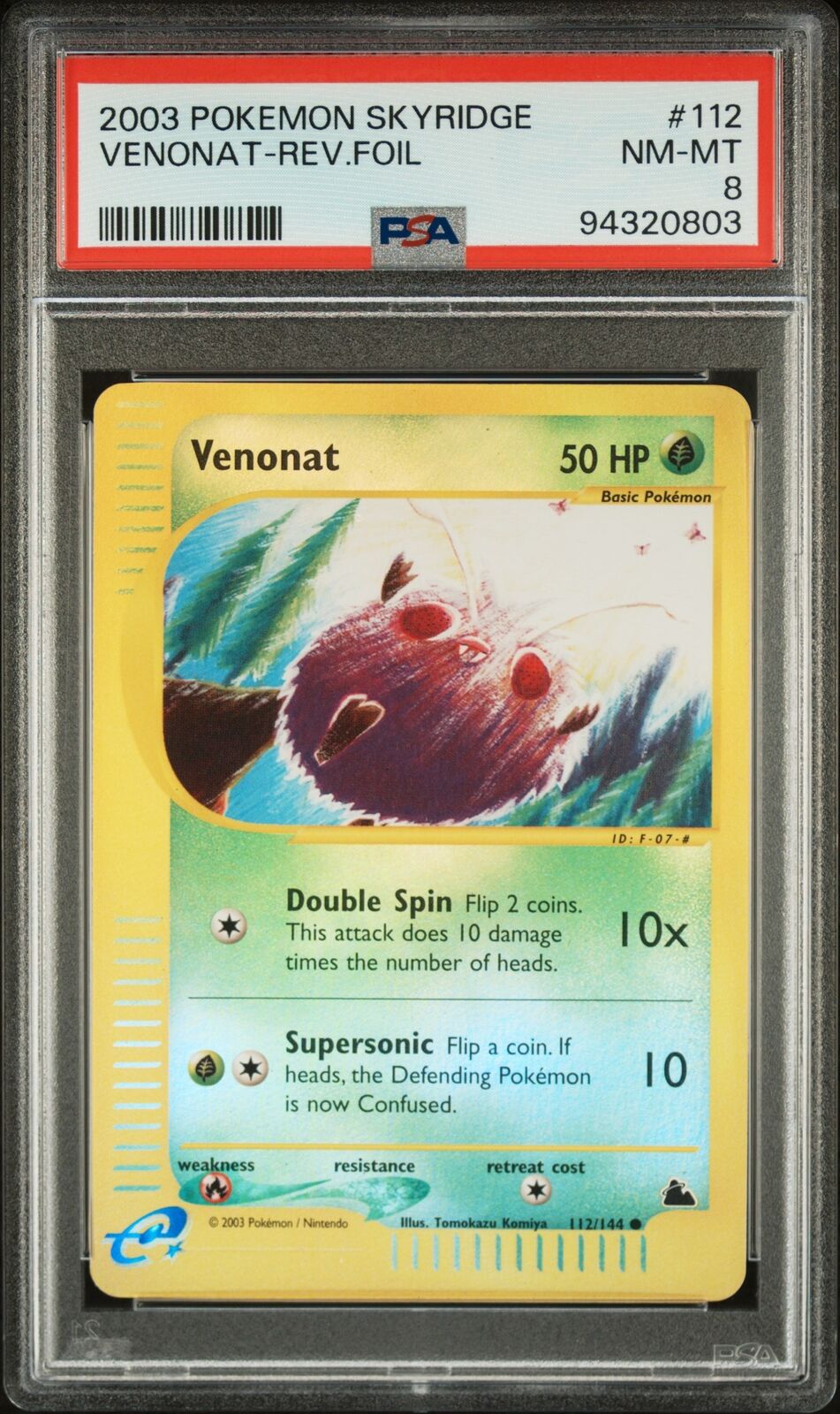 2003 Pokemon Skyridge #112 Venonat-Rev.Foil PSA 8