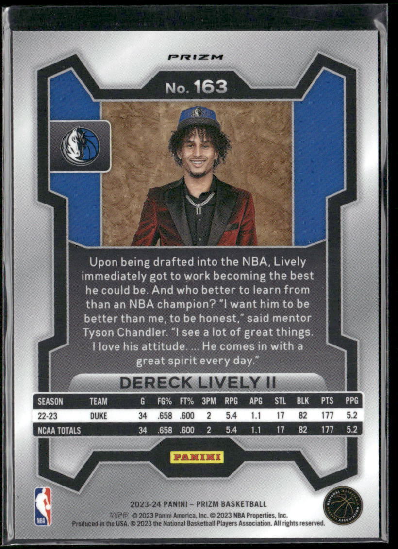 2023-24 Panini Prizm #163 Dereck Lively II Prizms Fast Break