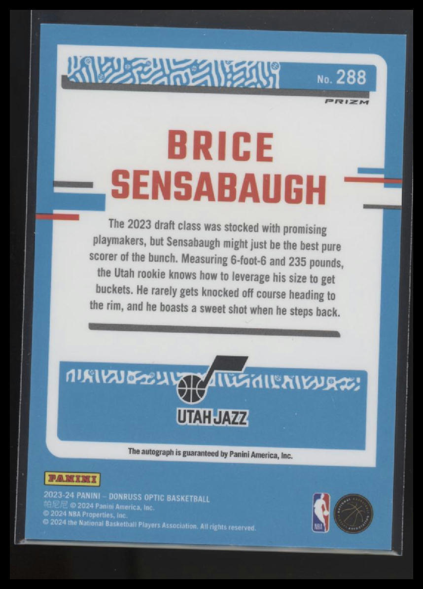 2023-24 Donruss #288 Brice Sensabaugh Rated Rookies Signatures