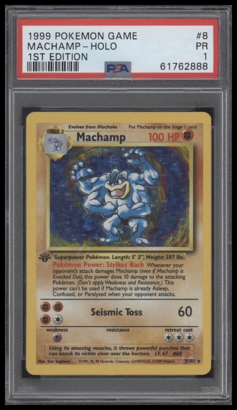 Machamp-Holo 1999 Pokemon Game #8 1st Edition PSA 1
