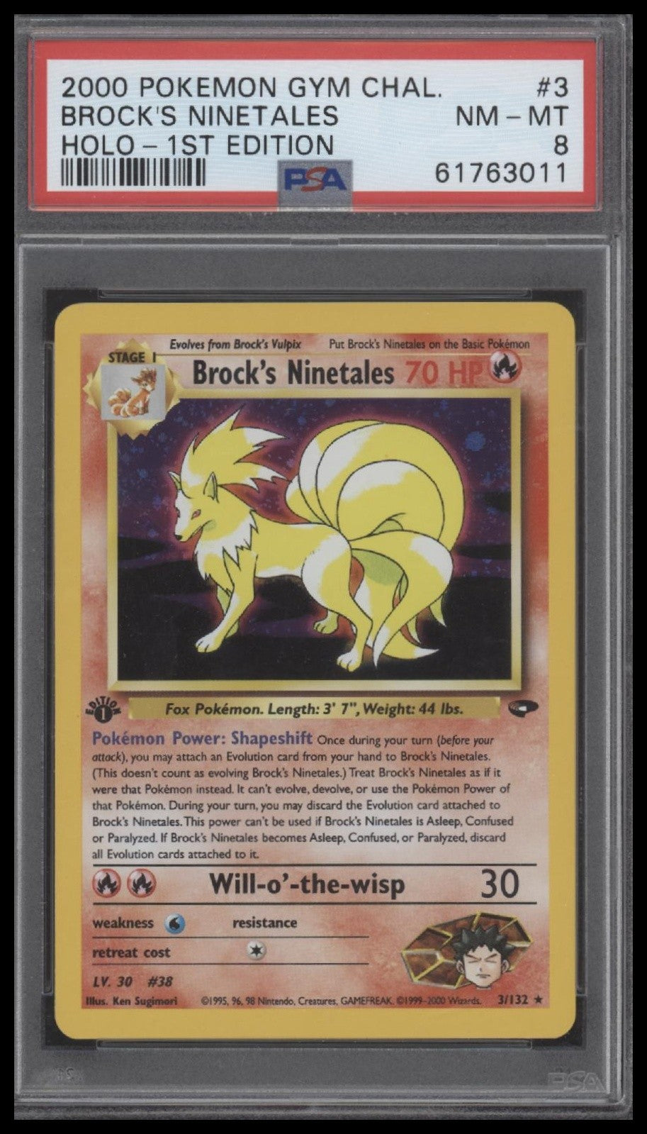 Brock'S Ninetales 2000 Pokemon Gym Challenge Holo-1st Edition PSA 8