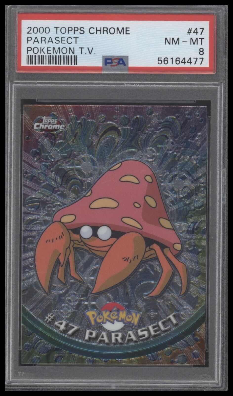 2000 Topps Chrome Pokemon T.V. #47 Parasect Pokemon T.V. PSA 8